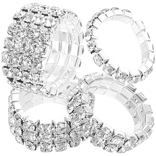 Garneck 4 Stück Strass Ringe für Damen Funkelnde Reihenringe Eheringe Jubiläumsringe Schmuck für Hochzeiten und Valentinstag von Garneck