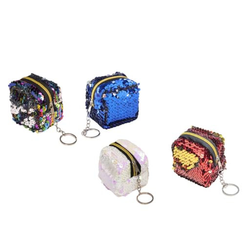 Garneck 4 Stück Kinder Geldbörsen mit Pailletten Tragbare Münzbeutel für Mädchen Bunte Aufbewahrungstaschen für Schlüsselanhänger Schule und Alltag von Garneck
