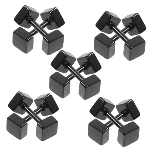 Garneck 5 Paare Titanstahl Ohrstecker Kleine Dumbbell Ohrringe Modisch Robust für Herren Damen Schlichte Fake Plug Stecker Stilvoll Langlebig von Garneck