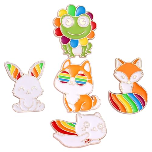 Garneck 5 Stück Bunte Cartoon Tier Broschen aus Dekorative Anstecknadeln für Damen Leichte und Langlebige Mode schmuckpins Vielseitig für Kleidung Taschen Rucksäcke und Hüte Geeignet von Garneck