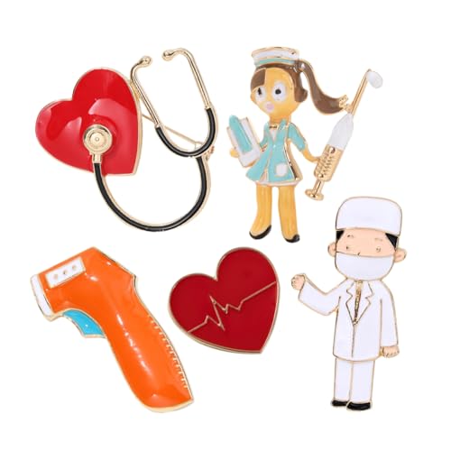 Garneck 5 Stück Niedliche Herz Broschen für Krankenschwestern und Ärzte Langlebige Anstecknadeln für Medizinisches Zubehör für Schals und Taschen von Garneck