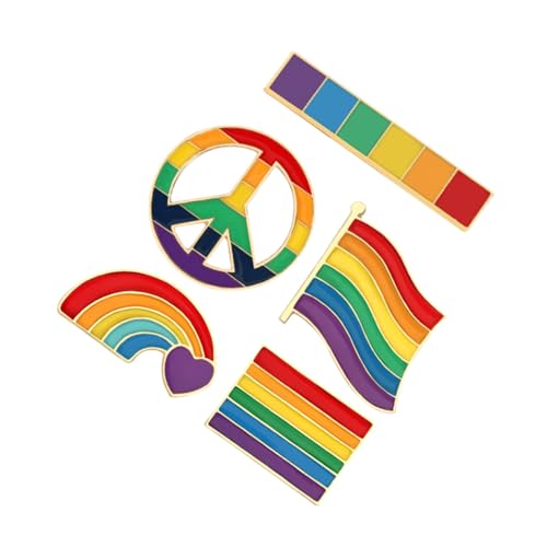 Garneck 5 Stück Regenbogen Broschen Pins für Damen Bunte Emaille Anstecknadeln als Kleidung und Taschen Dekoration Vielseitige DIY Schmuckaccessoires mit Einzigartigen Formen von Garneck