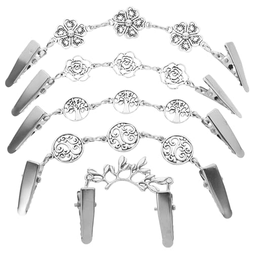Garneck 5 Stück Retro Sweater Clips Vintage Silber Klammern für Pullover Cardigans und Schals Einzigartiger Stil für Formelle und Lässige Anlässe von Garneck