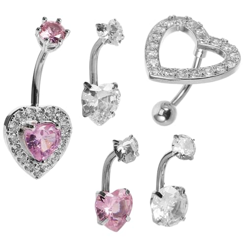 Garneck 5 Stück Teiliges Bauchnabelpiercing Edelstahl mit Zirkonia Hautfreundlich Glatt und Angenehm Modischer Bauchnabelschmuck für Damen Vielseitig für Party und Strand Geeignet von Garneck