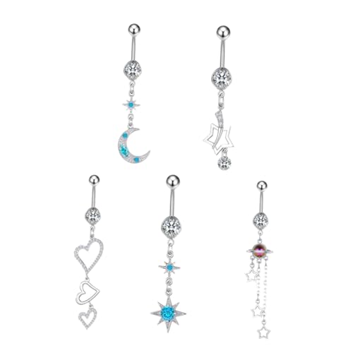 Garneck 5 Stück Teiliges Bauchnabelpiercing Zirkonia Bauchnabelringe für Frauen für Festivals Partys und Tanzveranstaltungen Sicher und zu Tragen von Garneck