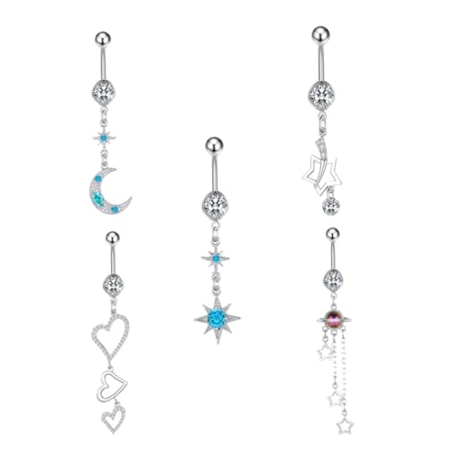 Garneck 5 Stück Teiliges Bauchnabelpiercing aus Robustem und Funkelndem Langlebig und Hautfreundlich Modischer Körperschmuck für Damen und Herren Bequemer und Sicherer Sitz Garneck 5 Stück Teiliges Bauchnabelpiercing aus Robustem und Funkelndem Langlebig und Hautfreundlich Modischer Körperschmuck für Damen und Herren Bequemer und Sicherer Sitz von Garneck