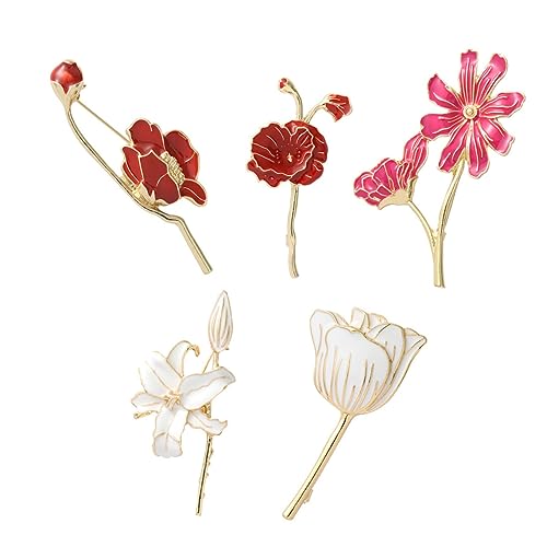 Garneck 5 Stück Teiliges Blumenförmige Broschen Legierung Filigrane Corsage Anstecknadeln Schmuckstücke zur Kleidung Dekoration Leicht und Langlebig Vielseitig für Hüte und Accessoires von Garneck