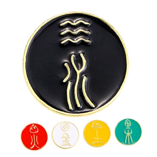 Garneck 5 Stück Teiliges Chinesisches Brooch Langlebiger Metalllegierung mit Fünf Elementen Goldfarbene Anstecknadeln für Rucksäcke Kleidung Elegantes Design Kulturelle Symbole für Männer von Garneck