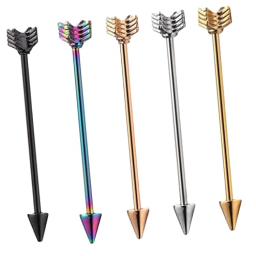Garneck 5 Stück Teiliges Industrial Bar Piercing Ohrstecker Knorpel Ohrringe für Damen und Mädchen Vielseitiges Schmuck Accessoire Passend zu Sport und Abendkleidung von Garneck