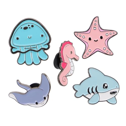 Garneck 5 Stück Teiliges Meerestiere Brosche Cartoon Anstecknadeln für Kleidung Hüte Taschen Niedliche Dekoration Einzigartiges Design Vielseitig Einsetzbar von Garneck