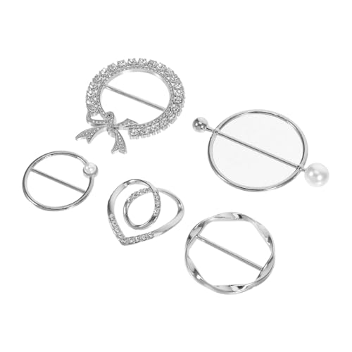 Garneck 5 Stück Teiliges Metall-schalring Perlen und Strass Knotenförmige Clips für Seidenschals Tücher und Taillengürtel Elegante Schmuckringe für Damenbekleidung von Garneck
