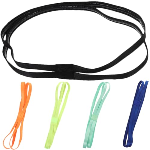 Garneck 5 Stück Teiliges Rutschfestes Yoga Stirnband für Unisex Sport Elastische Schweißbänder Verschiedenen Farben Grün Schwarz Orange Neon Gelb Blau für Yoga Laufen Basketball und von Garneck