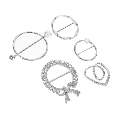 Garneck 5 Stück Teiliges Schalring Metallknoten Perlen und Strassverzierung Stabile Halter für Seidenschals Tücher und Taillengürtel Modisches Accessoire für Damenoutfits von Garneck