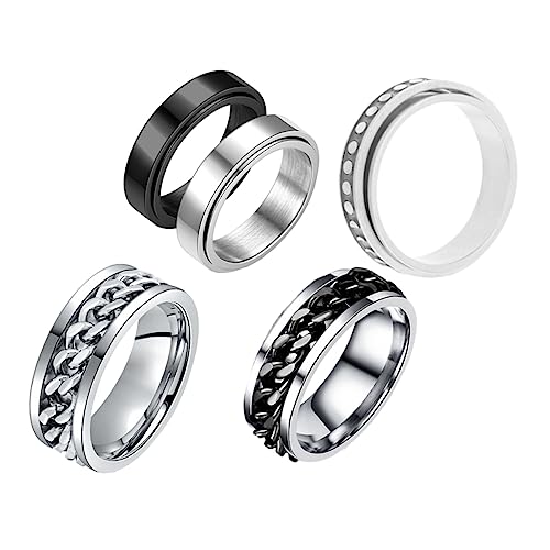 Garneck 5 Stück Teiliges Titanstahl Dreh Fidget Ring Set Geräuschloser Stress Fingerschmuck Langlebige Drehbare Bead Band Ringe für Damen Modisch und Fokusfördernd Garneck 5 Stück Teiliges Titanstahl Dreh Fidget Ring Set Geräuschloser Stress Fingerschmuck Langlebige Drehbare Bead Band Ringe für Damen Modisch und Fokusfördernd von Garneck