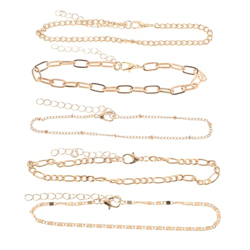 Garneck 5 Stück Teiliges Verstellbares Fußkettchen set aus Metall für Damen Vintageinspirierter Schmuck mit Universeller Vielseitig Kombinierbar für Alltag und Party Komfortabel und von Garneck