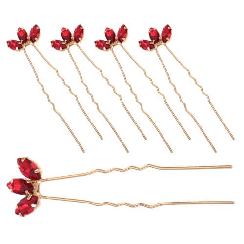 Garneck 5 Stück U Förmige Haarspangen mit Roten Strasssteinen Haarnadeln für Hochzeiten und Besondere Anlässe Langlebig und zu Jedem Haartyp Haarschmuck für Frauen von Garneck