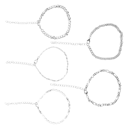 Garneck 5 Stück Verstellbare Teilig Metall Fußkette Damen Schmuck Strand Stil Mehrlagige Ketten Knöchel Armband von Garneck