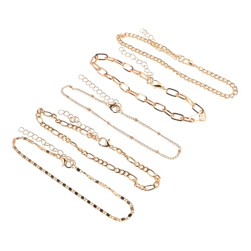 Garneck 5 Stück Vintage Teiliges Fußkettchen Set für Frauen Verstellbare Metall Fußkettchen in Gold Rostfrei und Langlebig Modischer Sommer Schmuck für Party und Alltag von Garneck