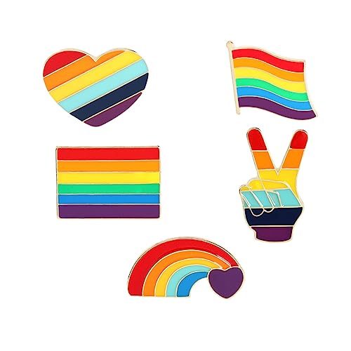 Garneck 5Stücke Stilvolle Lgbt Regenbogen Broschen Farbige Abzeichen für Kleidung Taschen und Accessoires Perfektes Gay Pride Zubehör Hochwertigem von Garneck