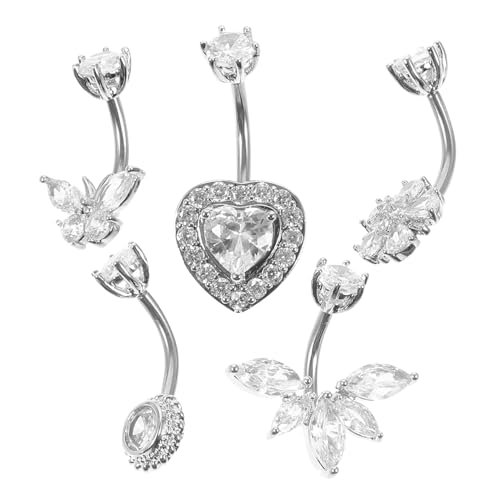 Garneck 5stücke Bauchnabelringe Mit Zirkonia Baumelnde Bauchnabelpiercingschmuck Kleiner Dekorativer Nabelring Für Damen von Garneck