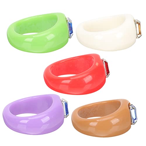 Garneck 5Stücke Teiliges Harzfingerringe mit Strass Kreative Fingerdekoration und Modischer Schmuck für Besondere Anlässe und Alltag von Garneck
