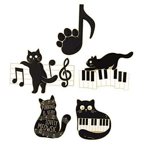 Garneck 5stücke Katzen-musik-brosche Aus Emaille Cartoon-anstecknadel Für Rucksäcke Und Kleidung Süße Brosche Für Frauen Und Geschenke von Garneck