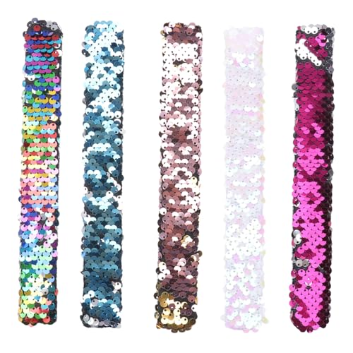 Garneck 5Stücke Teiliges Meerjungfrau Pailletten Armband für Slap Armbänder Bunten Farben Geburtstagsfeiern Weihnachten und Kreative Bastelprojekte Hautfreundlich von Garneck