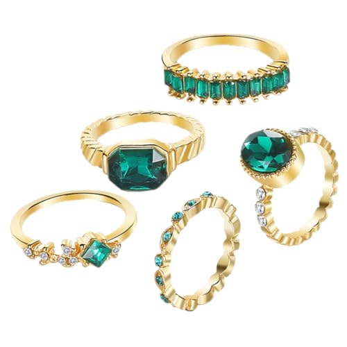 Garneck 5 Stück Strassring für Damen Vintage Stapelbare Ringe Legierung Funkelnde Ringe für Besondere Anlässe Damen Schmuck für Attraktives Aussehen für Partys und Alltag von Garneck