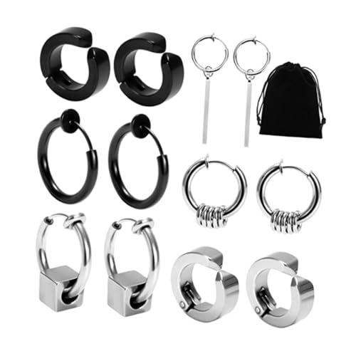 Garneck 6 Paare Herren Ohrclips aus nicht Durchbohrende Ohrklemmen Ohrclips für Männer Langlebig Einfach Anzubringen Rutschfest Vielseitig Kombinierbar von Garneck