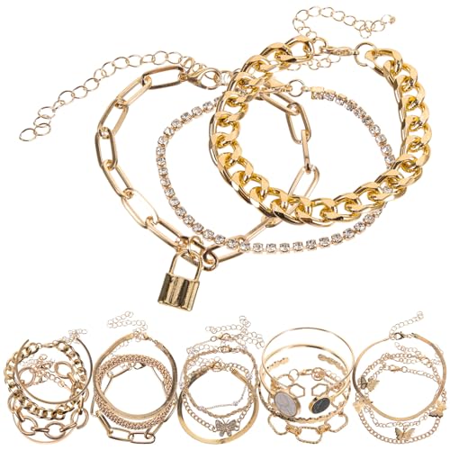 Garneck 6 Sätze Vintage Fußkettchen und Armbänder Set für Damen Teiliges Schmuckset Boho Inspiriert Leicht und Hautfreundlich für Outfits von Garneck