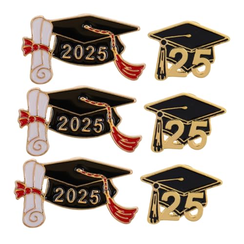 Garneck 6 Stück Abschluss Broschen mit Klassischem Miniatur Hut Metall Anstecknadeln für Kleidung Rucksäcke und Accessoires für Graduationssaison von Garneck