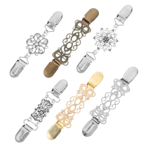 Garneck 6 Stück Retro Alloy Swirl Clips für Pullover Schals und Cardigans Verstellbare Kragenclips für Damen Langlebig und Vielseitig Einsetzbar von Garneck