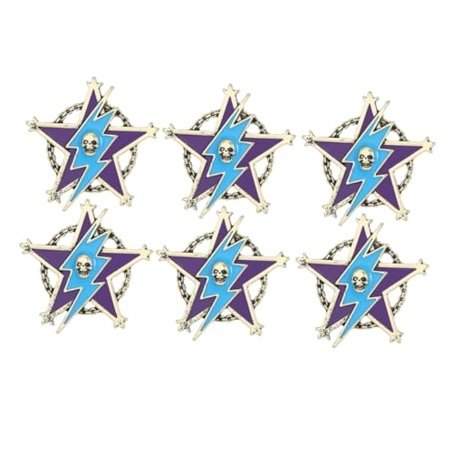 Garneck 6 Stück Retro Fünf-punkte Stern Anstecknadeln aus Metall für Herren Robuste Vintage Sternbroschen für Anzüge Jacken Rucksäcke Kompakte Stilvolle Western Lapel Pins für Halloween von Garneck