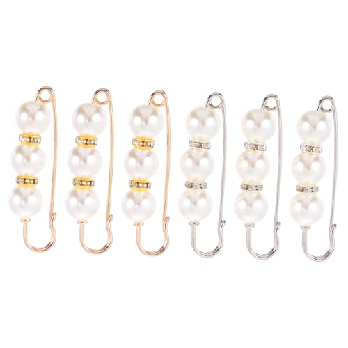 Garneck 6 Stück Teiliges Damen Broschen Set Modische Perlen Anstecknadeln für Kleidung Strickjacken und Schals Dekorative Sicherheitsnadeln Vielseitige Schmuckclips für Festliche und von Garneck