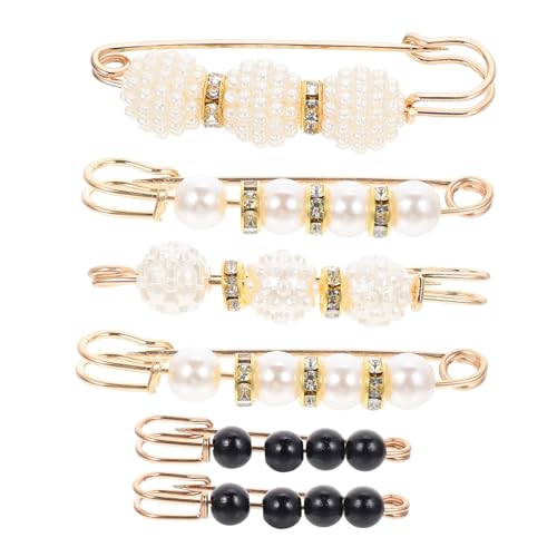Garneck 6 Stück Teiliges Damen Sicherheitsbroschen mit Perlen Pullover Cardigan Clips Vielseitige Schalhalter Langlebiger Kleidungsschutznadeln von Garneck