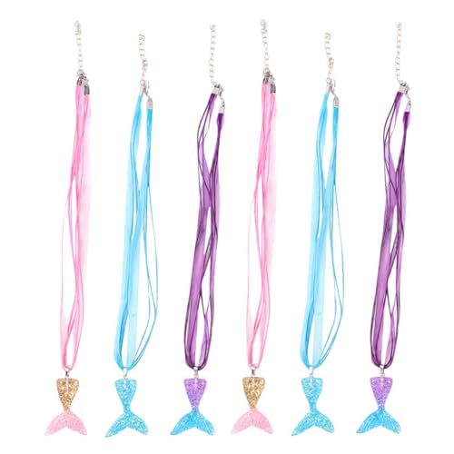 Garneck 6stücke Harz-halskette Mit Fischschwanz-anhänger Und Kristallschmuck Damenschmuck Als Hals-accessoire Für Damen Und Junge Mädchen Elegant Und Einzigartig von Garneck