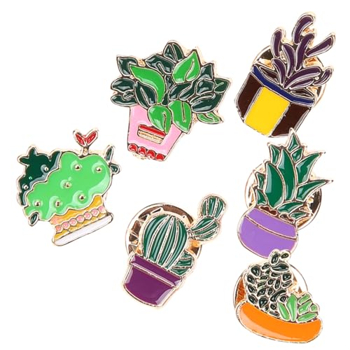 Garneck 6 Stück Teiliges Pflanzen Broschen mit Kaktus Bunte Anstecknadeln für Damen und Mädchen Kleidungs und Taschenaccessoires Vielseitige Dekoration für Alltag und Party von Garneck