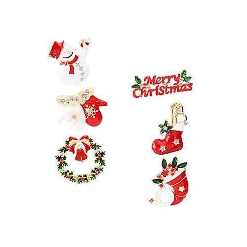 Garneck 6 Stück Teiliges Weihnachtsbroschen Hochwertiger Bunte Cartoon Anstecknadeln für Kleidung Taschen DIY Haarspangen Festliche Party Accessoires für Damen von Garneck