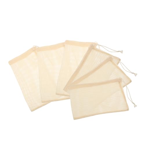 Garneck 6 Stück Teiliges Wiederverwendbare Baumwoll netzbeutel mit Kordelzug Leichte Faltbare Obst Gemüsetaschen in Zwei Atmungsaktive Aufbewahrungstaschen für Gemüse und Obst von Garneck