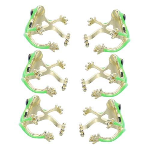 Garneck 6stücke Froschring Verstellbar Grün Tierschmuck Damen Froschschmuck Accessoires Süß Lustig Tieraccessoires Für Frauen Ring Für Finger Attraktives Design von Garneck