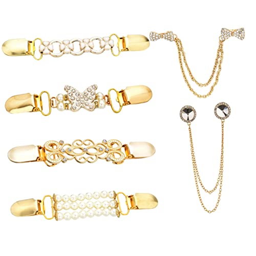 Garneck 6 Stück Vintage Cardigan Clips Teiliges Goldfarbene Retro Shawl Clips für Damen Broschen zur Befestigung von Strickjacken Schals Kleidern und Blusen Vielseitig für Hochzeit Party von Garneck