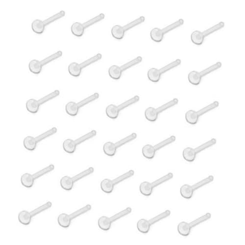 Garneck 60 Stück Unsichtbare Medizinische Nasenringe Aus Kunststoff S-form Gebogen Und Gerade Für Frauen Und Männer Klarer Nasenpiercing Schmuck von Garneck