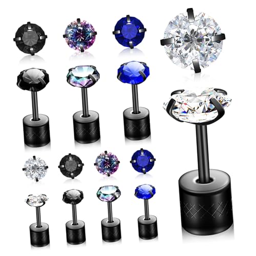 Garneck 8 Paare Ohrstecker aus mit Funkelnden Strasssteinen Unisex Ohrringe für Damen und Herren Modischer Ohrschmuck für Alltag Party und Festival von Garneck