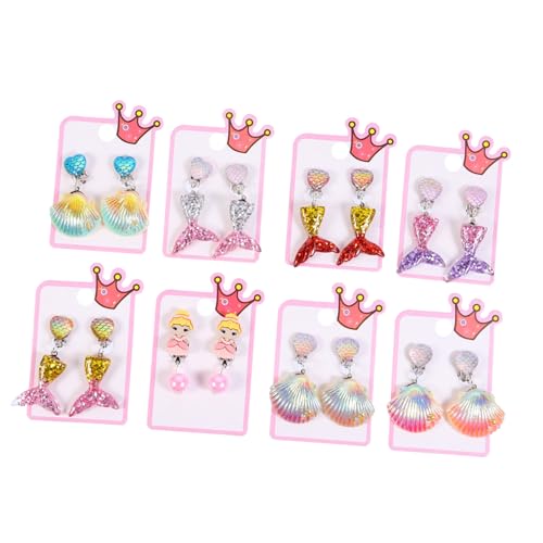Garneck 8 Paare Teiliges Ohrringe für Mädchen Niedliche Cartoon Prinzessin Ohrclips ohne Ohrloch Bunte Ohrschmuck Einfach Anzulegen Langlebig und Hautfreundlich von Garneck