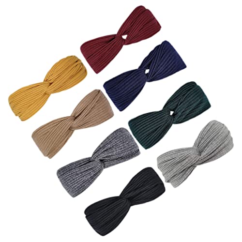 Garneck 8 Stck Teiliges Stretchy Turban Haarband Atmungsaktive Sport und Yoga Stirnbänder Farben Khaki Hellgrau Marineblau Dunkelgrau Schwarz Gelb für Workout und Freizeit von Garneck