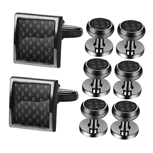 Garneck 8 Stück Elegantes Teiliges Manschettenknöpfe Set Herren Schwarz mit Französischem Hemd Design Vielseitig für Hochzeit Business und Formelle Anlässe Edle Tuxedo Accessoires im von Garneck