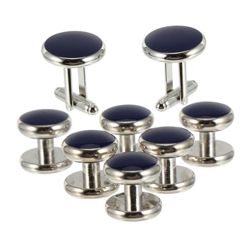 Garneck 8 Stück Teiliges Herren Manschettenknopf-set mit Emaille Klassische Runde Französische Manschettenknöpfe und Hemdknöpfe Stilvolle Business Hochzeitsaccessoires in Geschenkbox von Garneck