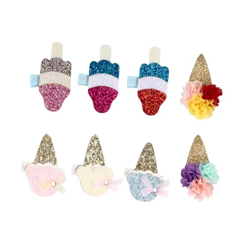Garneck 8 Stück Teiliges Kreative Eiscreme Haarspangen für Mädchen Funkelnde Glitzer Haarclips mit Pailletten Süße Haarschmuck Accessoires Geschenkidee und Partygeschenke von Garneck