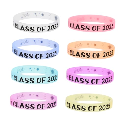 Garneck 8 Stück Teiliges Leuchtende Silikon Armbänder Graduation Party Wristbands Class Of Abschlussfeier Erinnerungsarmbänder für Schüler und Absolventen Langlebig Individuell Fördernd von Garneck