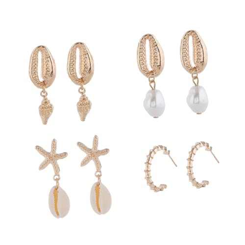 Garneck 8 Stück Teiliges Muschel Damen Boho Stil Legierung Conch Ohrstecker Schmuck für Mädchen Party Alltag Strand Schmuck von Garneck